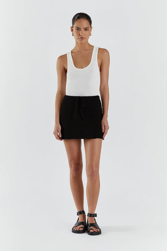 DION BLACK BOUCLE MINI SKIRT Clothing DISSH Boutiques L BLACK