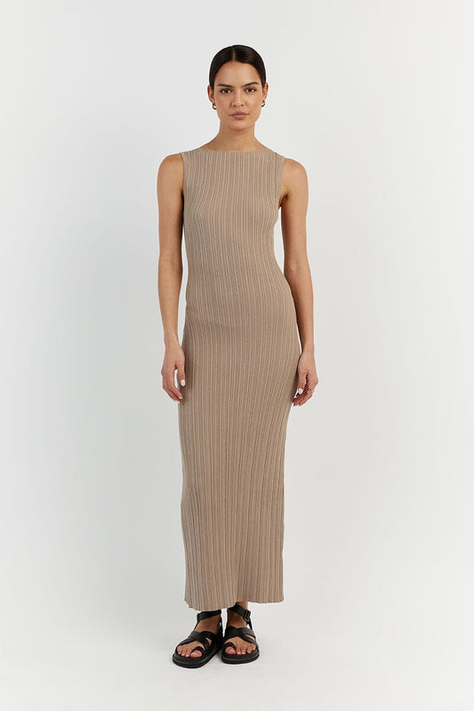 SIENNA TAUPE KNIT MIDI DRESS Clothing DISSH Boutiques XS TAUPE