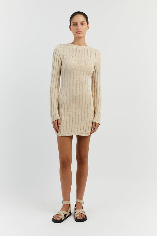 STEVIE NATURAL LONG SLEEVE MINI DRESS Clothing DISSH Boutiques XS NATURAL