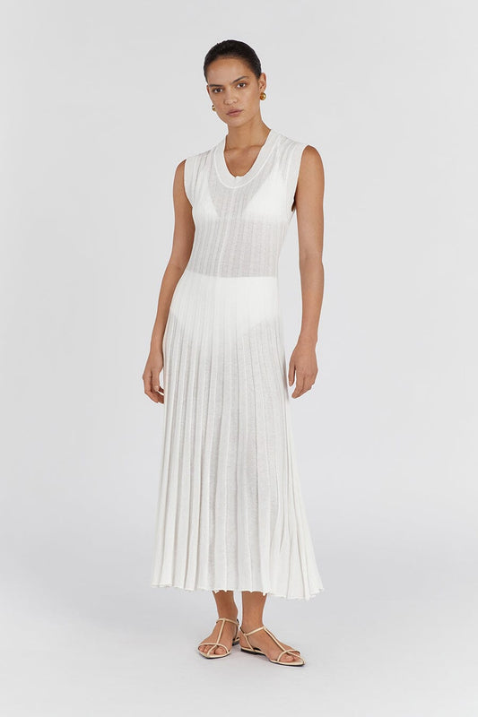 ASTRID OFF WHITE SCOOP MIDI DRESS Clothing DISSH Boutiques XS OFF WHITE