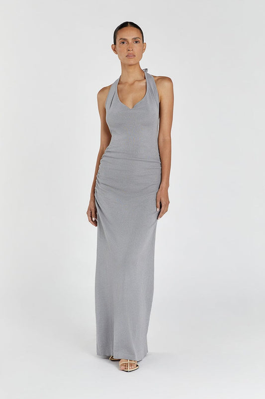ALICE DOVE COWL NECK HALTER MIDI DRESS Clothing DISSH Boutiques XS SILVER
