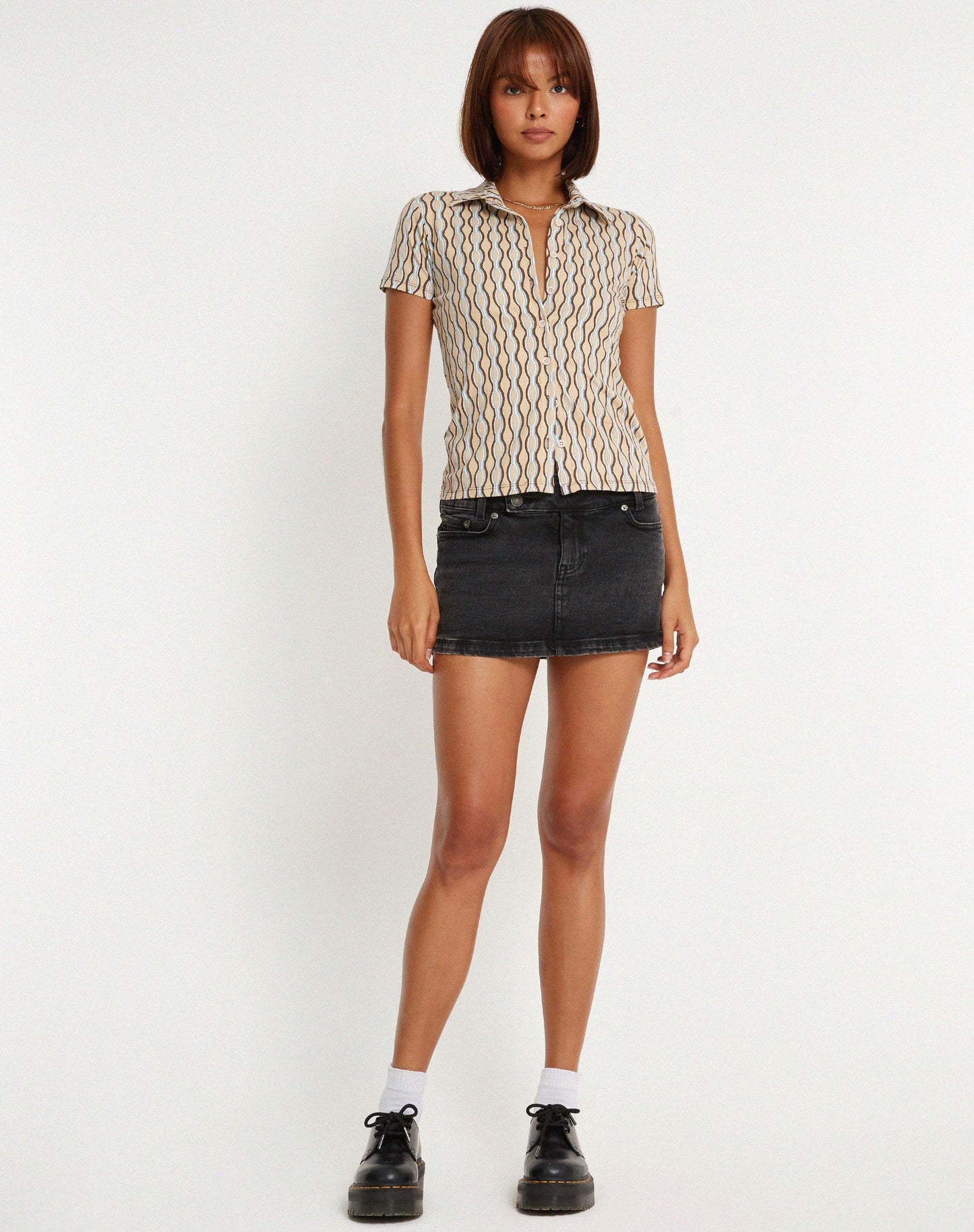 Yejin Shirt in Preppy Geo Brown