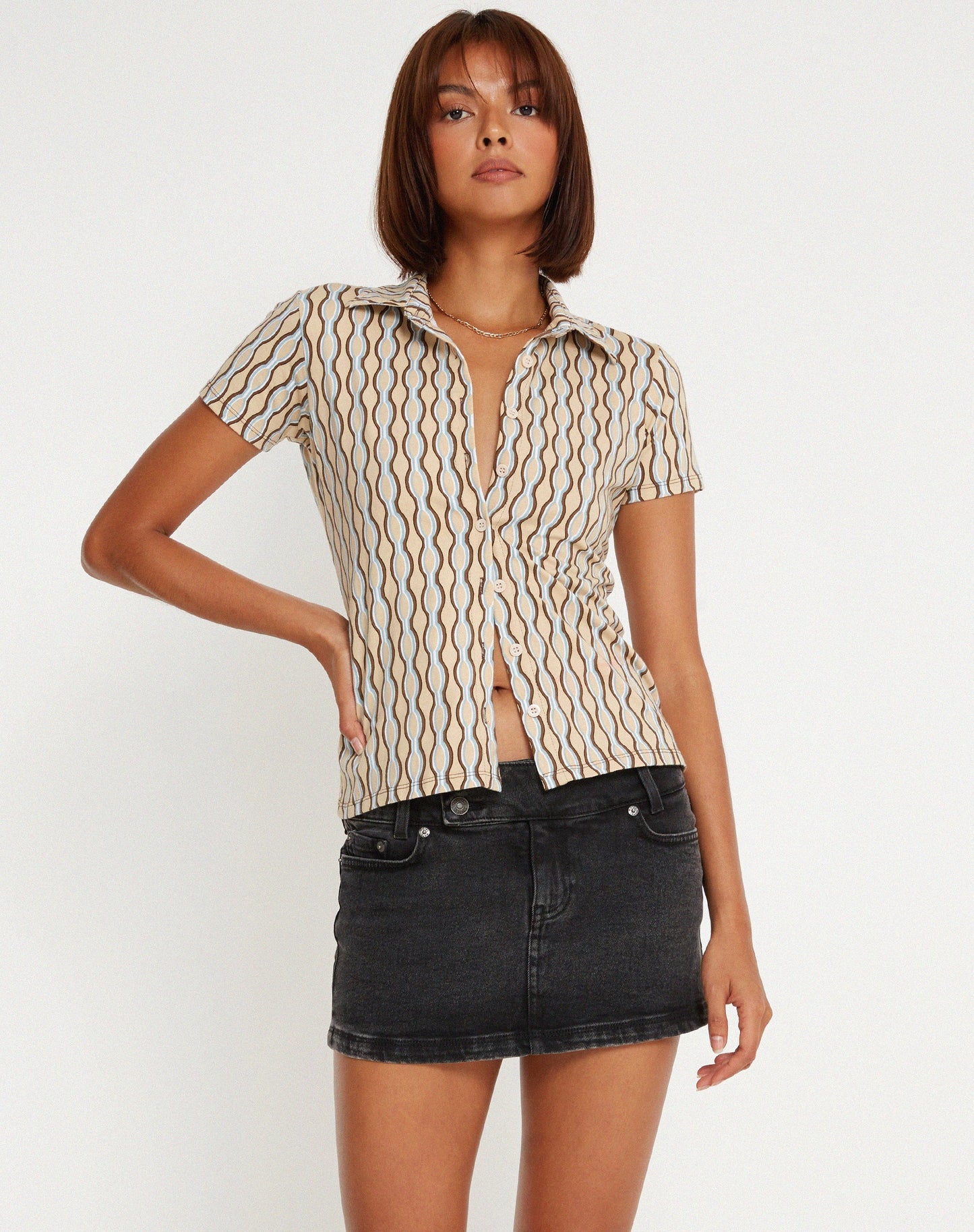 Yejin Shirt in Preppy Geo Brown