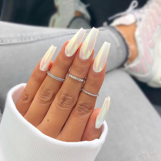 Pearl White Press On Nails