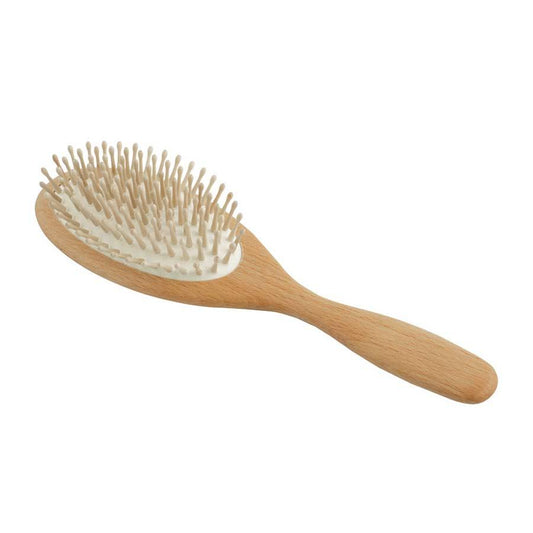 Large Rounded Hairbrush - Waxed Beechwood