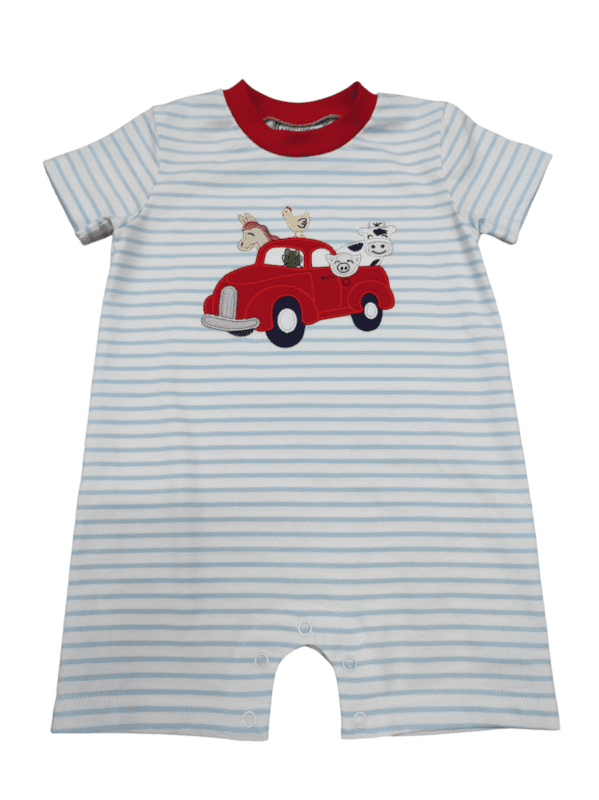 To The Farm Applique Boy's Romper