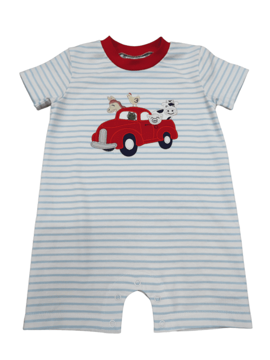 To The Farm Applique Boy's Romper