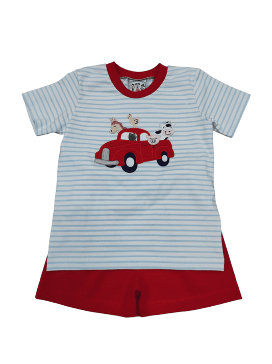 To The Farm Applique Boys Short Set