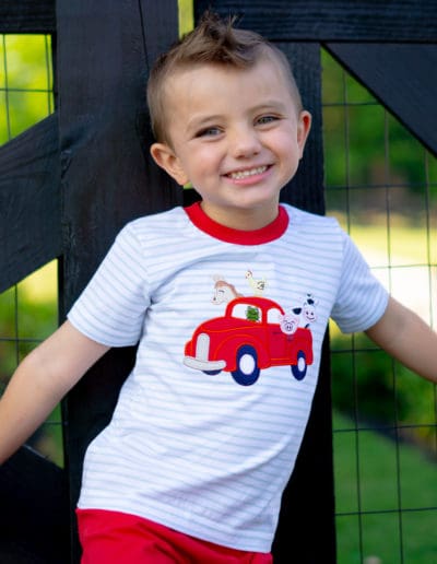 To The Farm Applique Boys Short Set