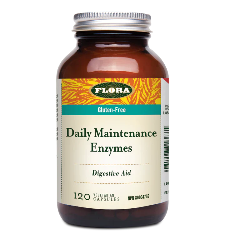Flora Health Gluten-Free Daily Maintenance Enzymes Vegetarian Capsules - YesWellness.com