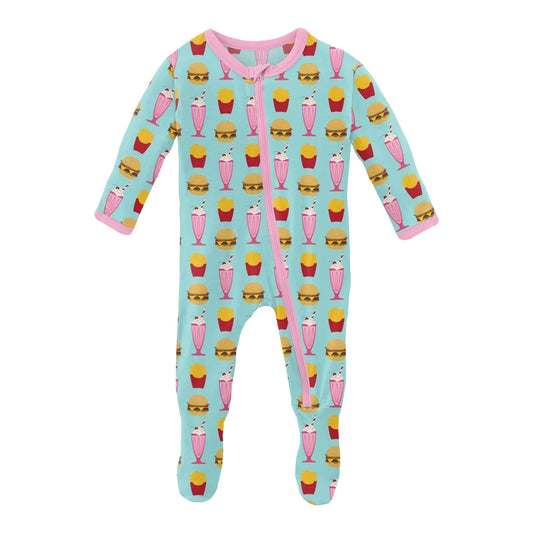 Cheeseburger Zip Ruffle Footie