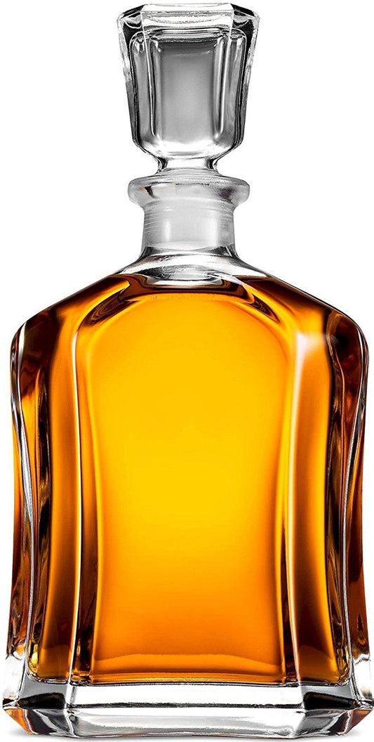 Glass Decanter with Airtight Geometric Stopper - 23.75 Oz