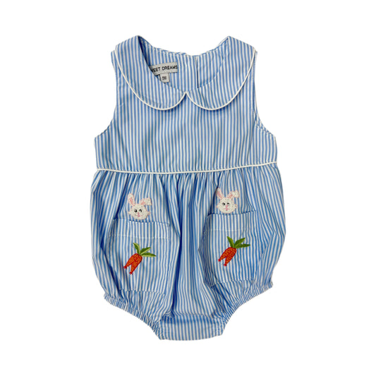Blue Stripe Bunny & Carrots Bubble
