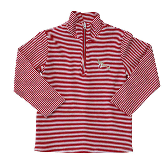 1/4 Zip Baseball Pullover, Red Stripe