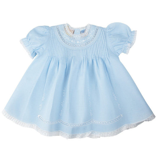 Lace Trim Embroidered Slip Dress, Blue