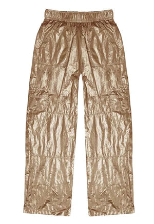 Mia Metallic Gold Cargo Pant