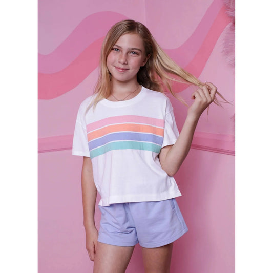 Applique Rainbow Stripe Tee