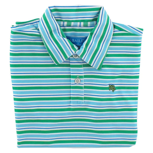 J Bailey SS Stripe Performance Polo, Meadow