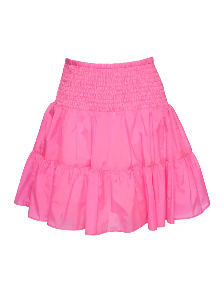 Smocked Yoke Parachute Skort, Hot Pink