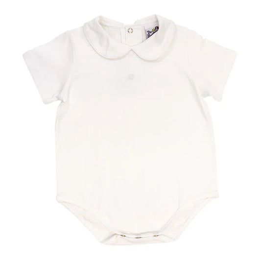 White Knit Peter Pan Collar Onesie, Boy